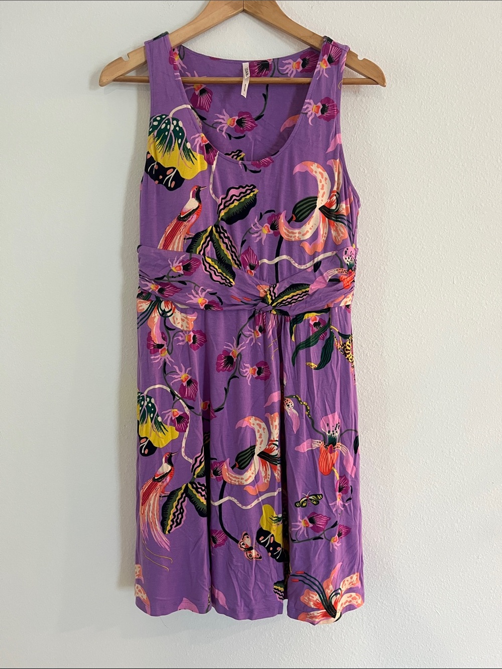 Soma Purple Floral Sleeveless Dress with Built In Bra